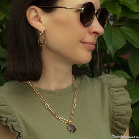 Серьги Fiore Luna, TIGER EYE, LE1120 BR/G, золотистые